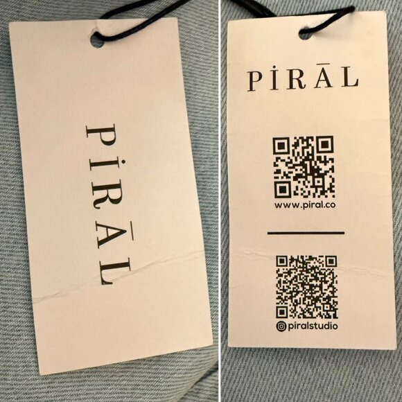 Light Blue Criss Cross Piral Denim Midi Skirt Size Small Front Slit WITH DEFECT - Picture 6 of 13